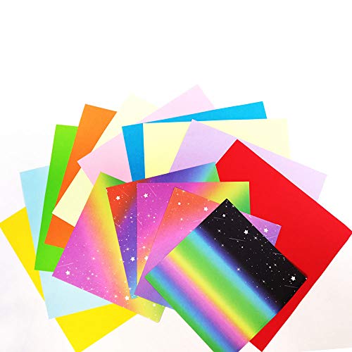 Anyasen origami papel 150 hojas de doble cara de papel papel origami arcoiris papel para papiroflexia para Papel de Origami Set para niños y adultos (2 tamaños 10 colores)