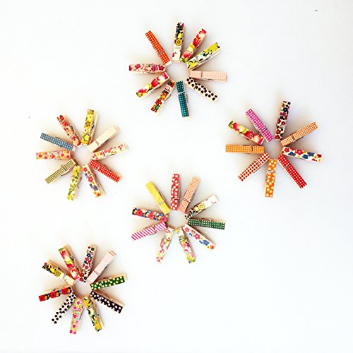 ANZOME - 100 Pinzas de Madera con Cordel de Yute para Decorar la Pared o la Pared