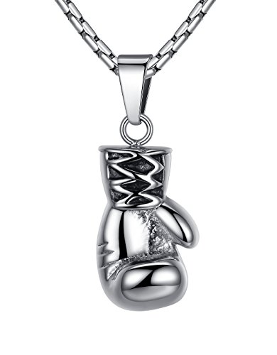 Aoiy - Collar con Colgante de Hombre de Acero Inoxidable, Guante de Boxeo, Cadena de 58cm, ddp040