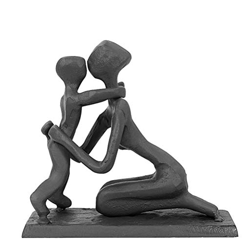 Aoneky Estatua Familiar de Metal - Figura Decorativa de Madre Hijo, Escultura Moderna Abstracta, Decoración de Hogar Casa Oficina, Negro