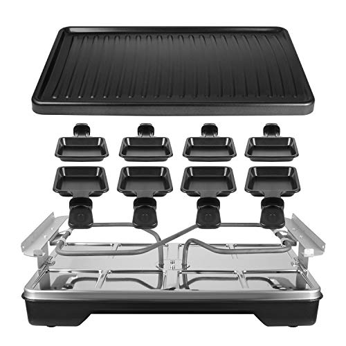 AONI Electrica Raclette Grill Parrilla de fiesta sin humo Parrilla de barbacoa eléctrica con superficie de asado antiadherente, control de temperatura de 1200W, sirve a toda la familia
