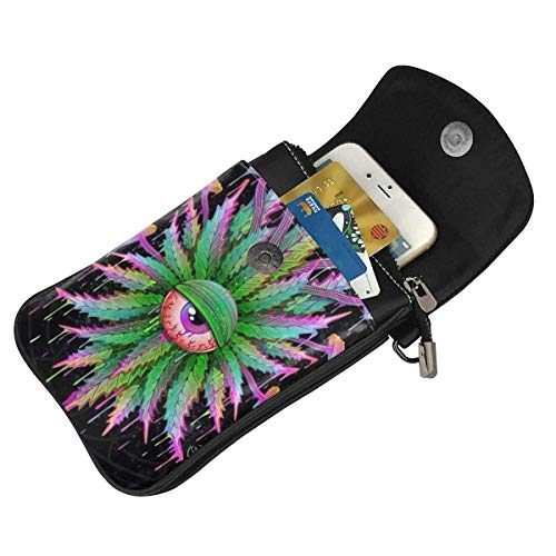 AOOEDM, bolso cruzado para teléfono celular, bolso dulce con diseño de hoja, bolso multicolor de cuero PU para mujer con correa ajustable