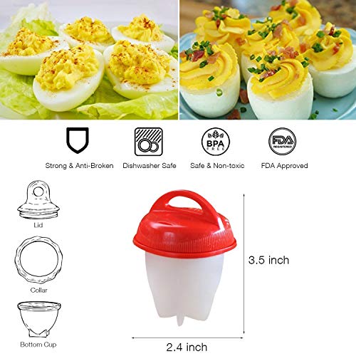 aoory Recipiente para cocer Huevos, escalfador de Huevos, huevera de Gel de sílice de Calidad alimentaria, Llevar a ebullición los Huevos sin la Carcasa, 6 Piezas