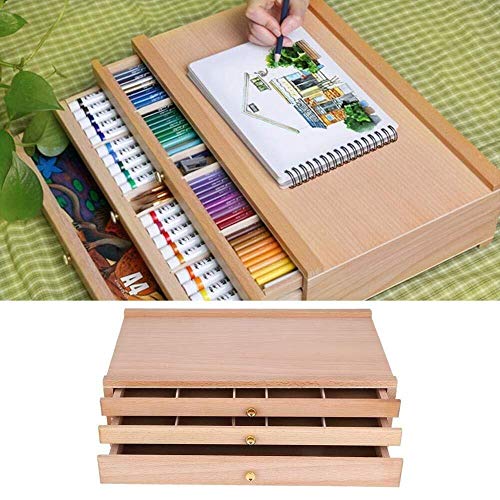 Apilable Organizador de Habitación 3 cajones de madera Artista de suministros Organizador de cajones Pintura de artista Suministros de arte Cofre for pasteles, lápices, bolígrafos, marcadores, pincele