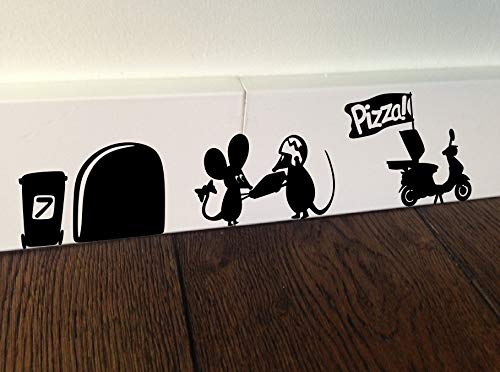 Apioffer Ratón Pizza Man Love Heart Funny Arte de la pared adhesivo Base Kids ratón (ratón)