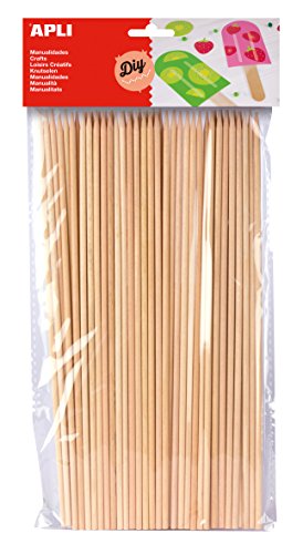 APLI - Bolsa palo redondo madera pincho 200 x 3 mm, 50 uds