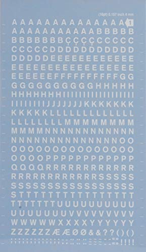 APLI DDB1F - Letras transferibles mayúsculas blancas 4 mm, 470 caracteres