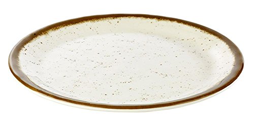 APS – Plato Stone tipo de melamina, diámetro de 25 cm, altura: 2 cm, interior: adornos, color blanco, borde: Marrón