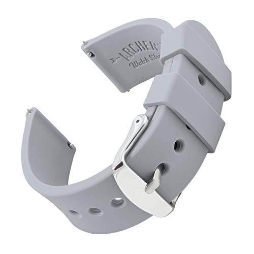 Archer Watch Straps | Repuesto de Correa Reloj de Silicona para Hombre y Mujer, Caucho Fácil de Abrochar para Relojes y Smartwatch | Gris Platino, 18mm