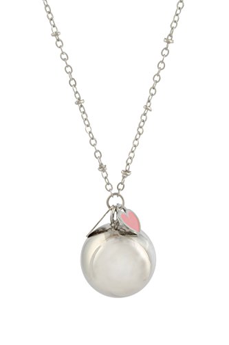 argentoè llamador de ángeles Campanilla Bola Mexicana rodiada con Plata con Collar 100 cm corazón Rosa