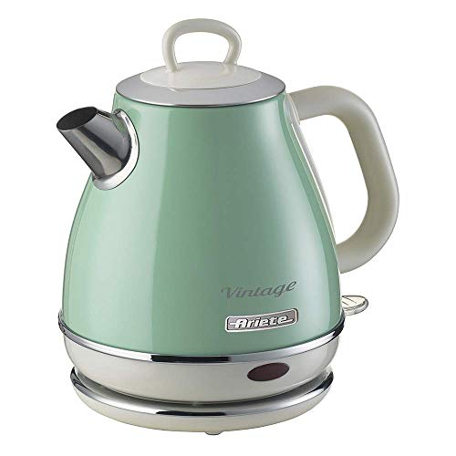 Ariete 2868/04 Hervidor 1 litro vintage, 2000 W, boquilla precisión, base 360º, resistencia oculta, indicador nivel agua, filtro metal, indicador encendido apagado, color verde
