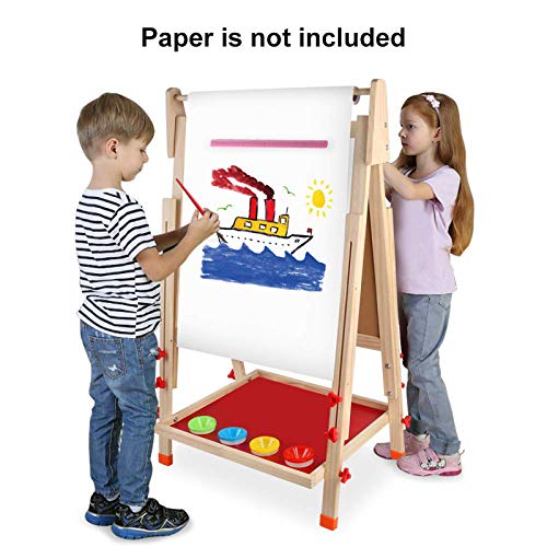 Arkmiido Pizarra Infantil con pies Regulables ,Pizarra Madera Infantil,Caballete Pintura Niños, 4 En 1 ,Pizarra magnética Infantil