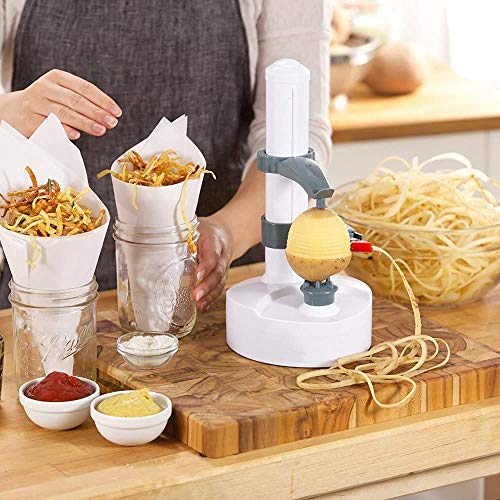 ARSUK Peladora eléctrica multifunción Peladora de Manzana giratoria automática Peladora de Patatas Máquina de Corte de Verduras Herramienta de pelado de Cocina de Acero Inoxidable