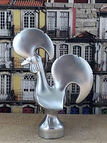 Art In Fact Gallo de Barcelos en Cerámica Tradicional Portuguesa, Plata - 30cm