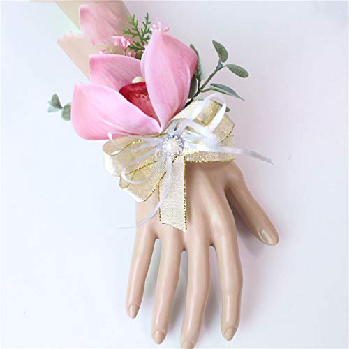Arte flor ramillete novio Boutonniere muñeca nupcial corsés blanco amarillo solapa Pin dama de honor orquídea flor pulsera suministros de boda
