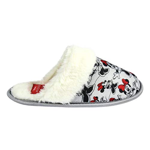 Artesania Cerda Zapatillas DE CASA Abierta Premium Minnie, Mujer, Gris (Gris C13), 37 EU