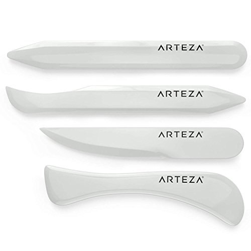 Arteza Herramientas de hueso para plegar papel | Set de 4 plegadoras de formas versátiles para artesanía con papel | Perfectas para origami y papiroflexia en general