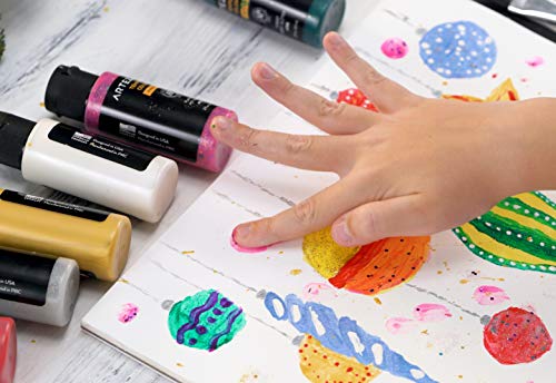 ARTEZA KIDS Pinturas témperas para niños | Caja de 32 botes de 60 ml | Pintura lavable para carteles y manualidades | Para pintar con esponja o con los dedos | Incluye neón, purpurina y fosforescente