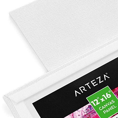 Arteza Paneles de lienzo para pintar cuadros 12x16" (30,5x40,6 cm), pack 14 paneles imprimados sin ácidos, 100% algodón, para acrílica y al óleo, artistas profesionales, aficionados y principiantes