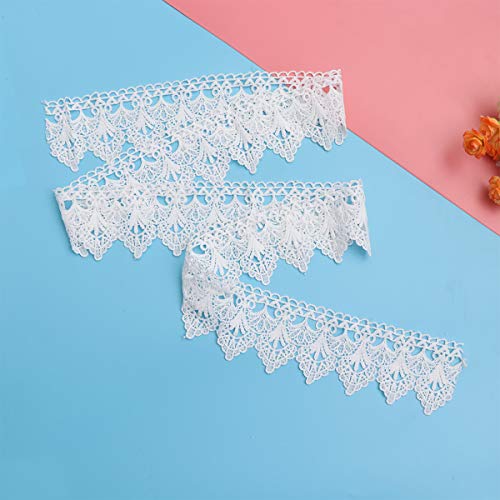 Artibetter Encaje Blanco Encaje Ribete Bordado Vintage Adornos Tela Aplique Costura Artesanal para Bricolaje Vestido de Novia Mesa Corredor Cortina Tela Decoración 182 cm (Blanco)