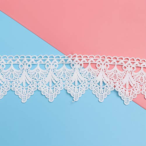 Artibetter Encaje Blanco Encaje Ribete Bordado Vintage Adornos Tela Aplique Costura Artesanal para Bricolaje Vestido de Novia Mesa Corredor Cortina Tela Decoración 182 cm (Blanco)