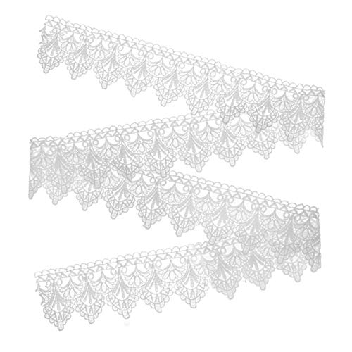 Artibetter Encaje Blanco Encaje Ribete Bordado Vintage Adornos Tela Aplique Costura Artesanal para Bricolaje Vestido de Novia Mesa Corredor Cortina Tela Decoración 182 cm (Blanco)