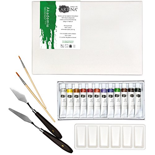 Artina Set de Pintura Milano Caballete de Mesa y Kit de Pintura de 19 Piezas con Colores acrílicos extraordinario