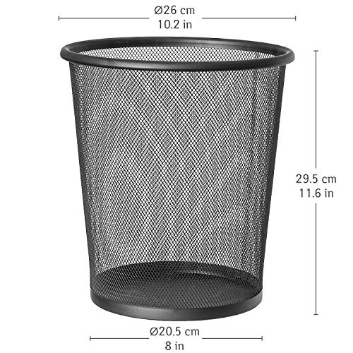 ArtMoon Mesh Papelera Circular de Rejilla Metalica, Hecha de Acero Recubierto de Polvo, Papelera Negra, Capacidad 12L