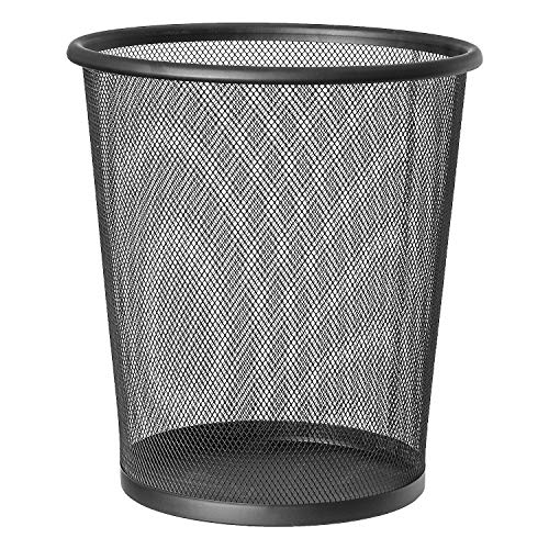 ArtMoon Mesh Papelera Circular de Rejilla Metalica, Hecha de Acero Recubierto de Polvo, Papelera Negra, Capacidad 12L