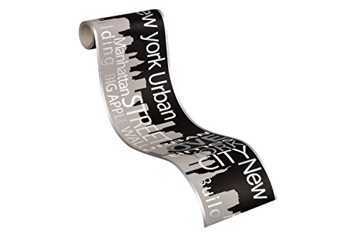 A.S. Création cenefa Boys & Girls gris metálico negro 5,00 m x 0,13 m 935671