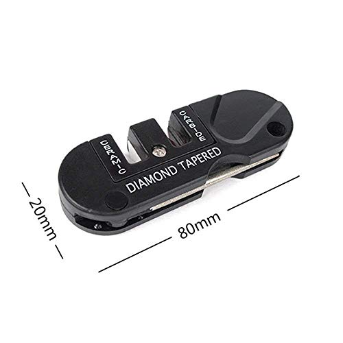 ASEOK Afilador de Cuchillos - Mini Herramienta de Afilado de Cuchillos Plegable Afilador de Piedra Multifunción Exterior Portátil para la Supervivencia Caza de Pesca Senderismo Acampar (Negro)