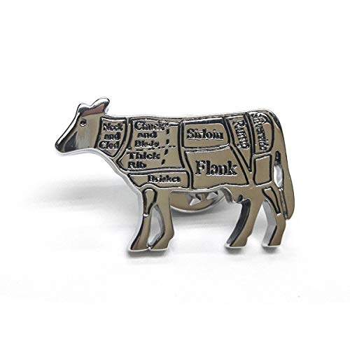 Ashton and Finch Carnicería Cortes de carne de vaca Vaca Solapa Pin Insignia