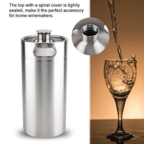 Asixx Mini Barril de Cerveza, Barril de Cerveza, Mini Barril de Cerveza de Acero Inoxidable 4L con Tapa en Espiral para Mantener el Sabor Original de la Cerveza. Duradero y Resistente a la corrosión