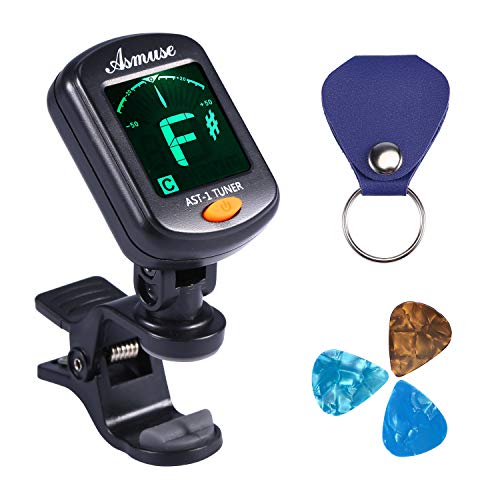Asmuse Afinador de Guitarra Guitar Tuner Sintonizador de Cromático Para Guitarra Bajo Eléctrica Violín Ukulele Modos 360°LCD Pantalla-AST01