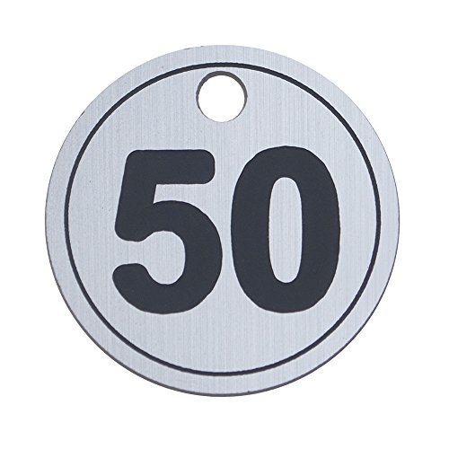 Aspire Etiquetas Clave ABS con Anillo Etiquetas de identificación numeradas Llavero 50 Paquetes Plata 1a50