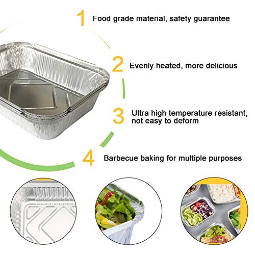 ASSR - Bandeja de aluminio desechable, bandeja de grasa para parrilla, con tapas para restaurante, barbacoa, catering, hornear, asar, 19,5 x 14 x 5,5 cm, paquete de 30