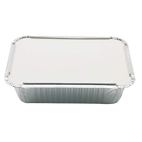 ASSR - Bandeja de aluminio desechable, bandeja de grasa para parrilla, con tapas para restaurante, barbacoa, catering, hornear, asar, 19,5 x 14 x 5,5 cm, paquete de 30
