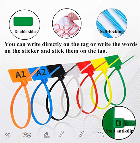 Ataduras de cables,250 paquetes Colores Variados Etiquetas De Cable Autoblocantes Con Rotulador para el taller de Garaje de la Oficina en Casa 3 × 150 MM(7 colores)