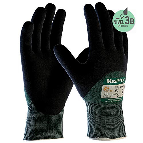ATG 34-8753 - Guante MaxiFlex Cut, anticorte nivel 3B, color negro/verde, talla 6