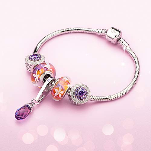 ATHENAIE Original Murano Glass Núcleo de plata 925 Flores de jazmín Dijes Abalorios caber pulseras europeas y collar