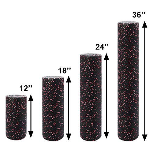 ATIVAFIT rodillo de espuma para ejercicio, colores moteados, rodillo muscular extra firme de alta densidad para terapia física, masaje muscular de tejido profundo, color negro /rojo, tamaño 15*90