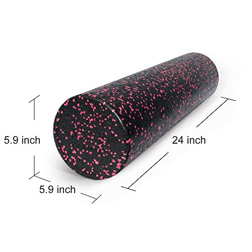 ATIVAFIT rodillo de espuma para ejercicio, colores moteados, rodillo muscular extra firme de alta densidad para terapia física, masaje muscular de tejido profundo, color negro /rojo, tamaño 15*90