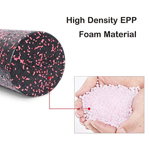 ATIVAFIT rodillo de espuma para ejercicio, colores moteados, rodillo muscular extra firme de alta densidad para terapia física, masaje muscular de tejido profundo, color negro /rojo, tamaño 15*90