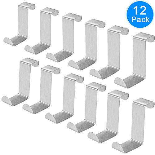 AUSTOR 12 Piezas Colgadores de Puerta Ganchos Puerta Percha de Acero Inoxidable para Puerta y Cajón (2cm - 4.5cm)