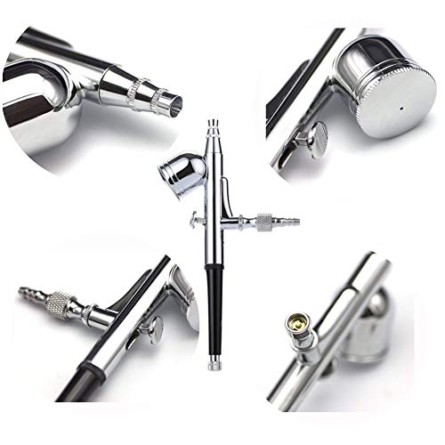 Ausuc Aerógrafo Doble acción Gravedad alimentaria 0,3 mm boquillas Pistola aerógrafo Set para Pintar Tatuajes Nail Art Maquillaje Make Up Spray modelismo pastelería