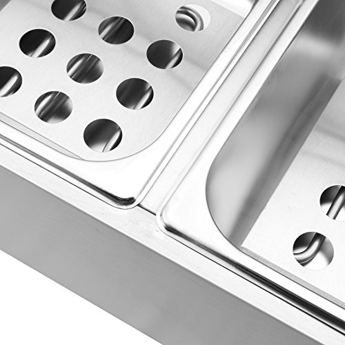 Autocompra Freidora Eléctrica 12L 5000W Freidora Industrial Acero Inoxidable para Patatas Fritas Deep Fryer Commercial ( 6L + 6L Tanque con accesorios )
