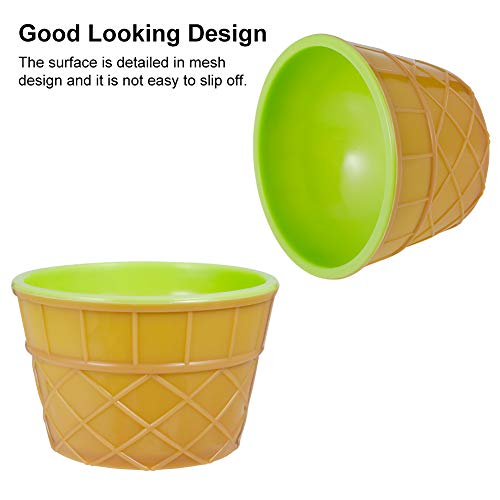 Auxsoul 4 Piezas de Tazones de Helado Tazas de Helado de Plástico con Cucharas Tazones de Helado Copas de Helado de Colores