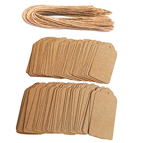 Awtlife - 120 etiquetas de papel Kraft con 120 cordel de yute, 4,5 cm x 9,5 cm, etiquetas de papel kraft