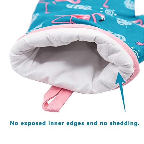 AYADA Manopla Horno para Cocina, Oven Gloves Guantes de Cocina Guantes Horno Dobles Resistente al Calor Guantes Cocina Profesional Manopla Doble Horno Guante de Cocina Flamenco 1 Par Verde