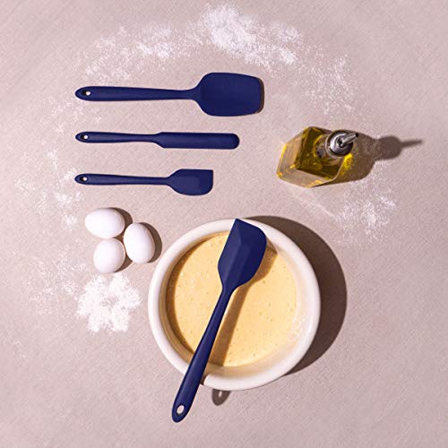 Azul Juego de espátula de silicona - Utensilios de cocina antiadherentes y altamente resistentes al calor - 320C - Base de acero - Esparcidor, raspador, espátula de espátula - Caja de regalo